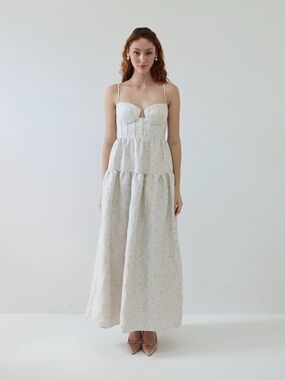 Maison Amory The Windsor Maxi Dress XXS NWT Cream Custard Corset Cottagecore